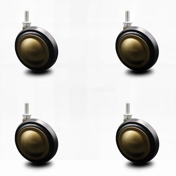 3 Inch Antique Soft Tread Ball Caster - 5/16 Inch Threaded Stem, 4PK